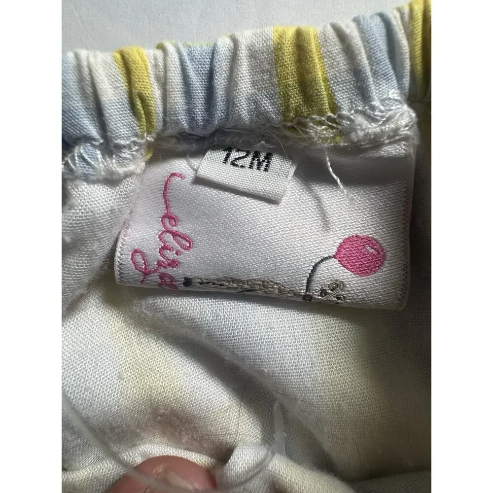 Elijah James Baby Girls 12M Yellow Blue Plaid Diaper Cover Bloomers